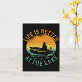 Lake Life Boating Fishermen Kayaking Sailing Capta カード (黄色い花)