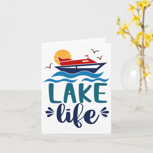 Lake Life Boating Hello Summer Vibes Summer Vacay  カード (黄色い花)