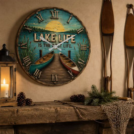 Lake Life Is the Best Life Lake House  ラージ壁時計