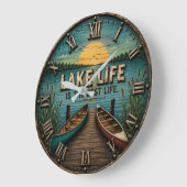 Lake Life Is the Best Life Lake House ラージ壁時計 (傾斜)