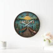 Lake Life Is the Best Life Lake House ラージ壁時計 (ホーム)