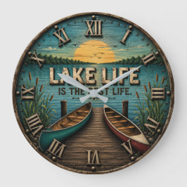 Lake Life Is the Best Life Lake House ラージ壁時計