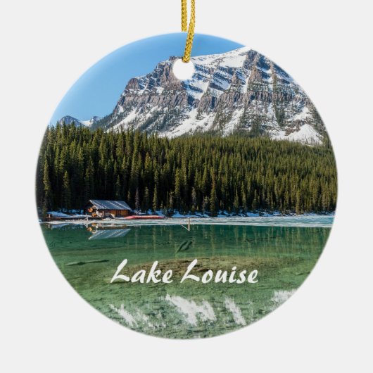 Lake Louiseの隣のボートハウス – Banff, Canada セラミックオーナメント (正面)