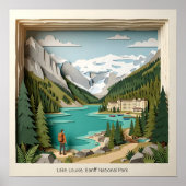 Lake Louise Banff Canada Paper Collage Diorama ポスター (正面)