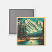 Lake Louise Banff National Park Retro Travel マグネット (正面/裏面)