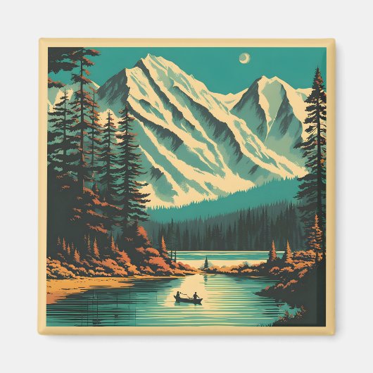 Lake Louise Banff National Park Retro Travel マグネット (正面)