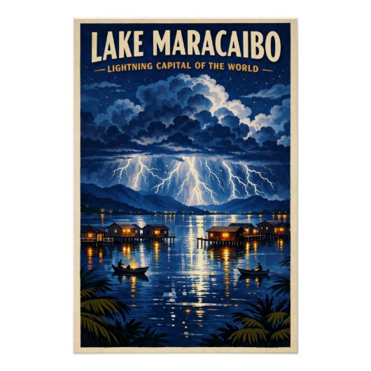 Lake Maracaibo, Venezuela, in a classic retro  ポスター (正面)