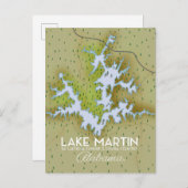 Lake Martin Alabama旅行のポスター地図。ポストカード インビテーションポストカード (正面/裏面)