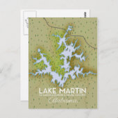 Lake Martin Alabama旅行ポスター地図。 ポストカード (正面/裏面)