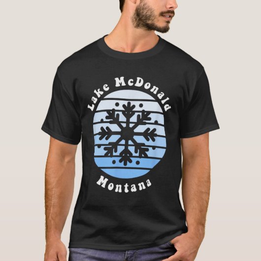Lake Mcdonald Montana Snowflake Christmas Winter S Tシャツ (正面)