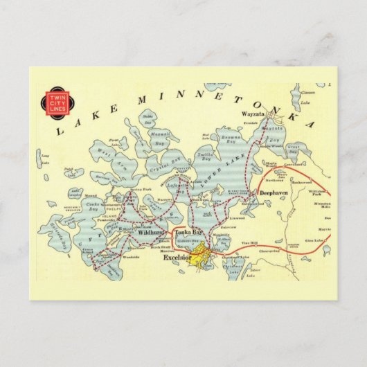 Lake Minnetonka Map ポストカード (正面)