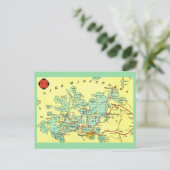 Lake Minnetonka Map Bordered Postcard ポストカード (スタンド正面)