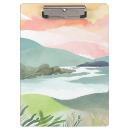 Lake Morning Sunrise | Watercolor Nature クリップボード