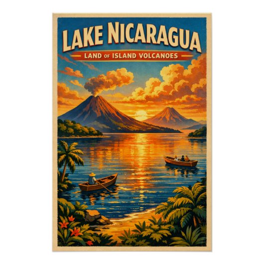 Lake Nicaragua, Nicaragua, in a classic retro ポスター (正面)