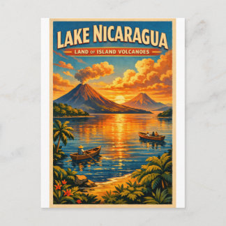Lake Nicaragua, Nicaragua, in a classic retro ポストカード