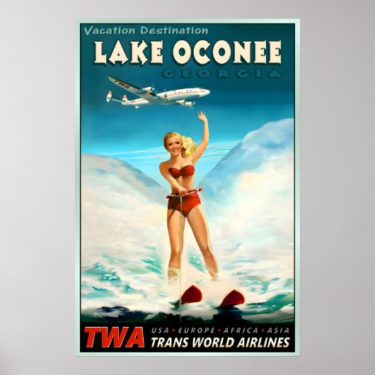 Lake Oconee Georgia TWA Trans World Airlines ポスター (正面)