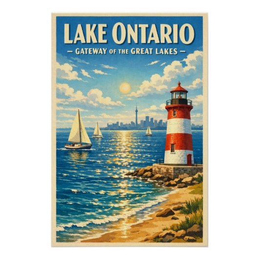 Lake Ontario, USA & Canada, in a classic retro ポスター (正面)