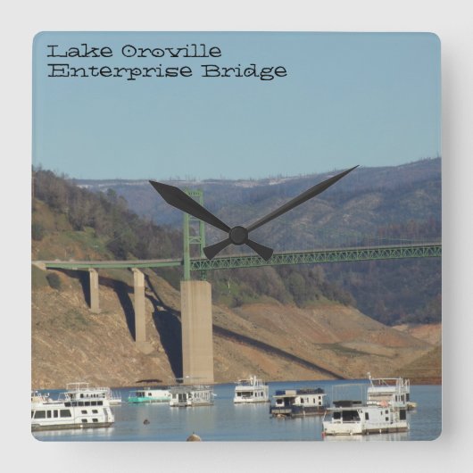 Lake Oroville & Enterprise Bridgeの写真（24時間対応）。 スクエア壁時計 (正面)