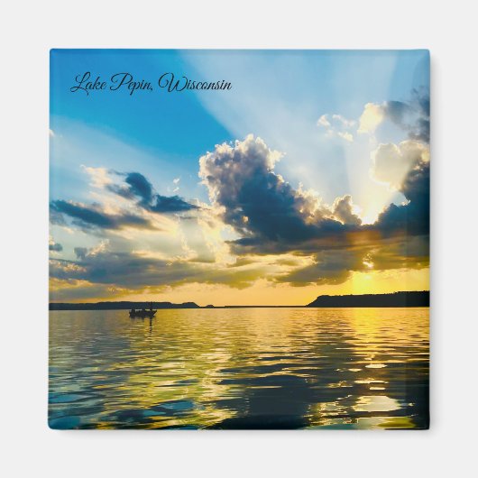 Lake Pepin Sunset: Golden Hour over the Water  マグネット (正面)