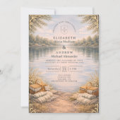 Lake Picnic Forest Elegance Wedding 招待状 (正面)