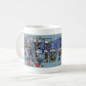 Lake Placidのヴィンテージの郵便はがきのマグからの挨拶 コーヒーマグカップ (正面左)