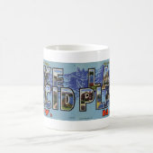 Lake Placidのヴィンテージの郵便はがきのマグからの挨拶 コーヒーマグカップ (中央)