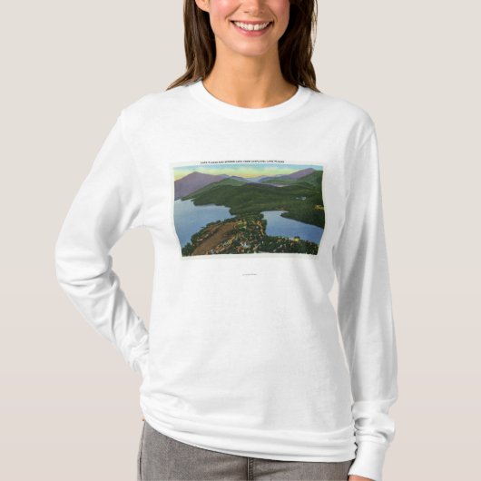 Lake Placid及びmirror湖両方の空中写真 Tシャツ (正面)