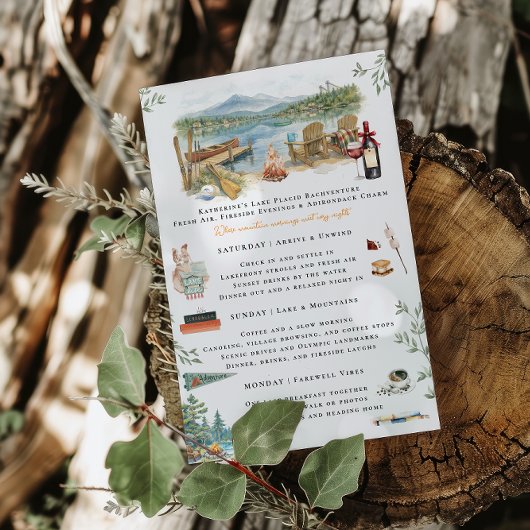 Lake Placid Bachelorette Weekend Itinerary  招待状