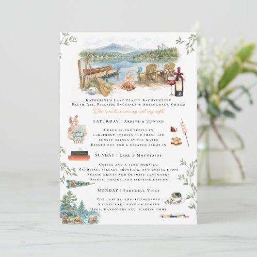 Lake Placid Bachelorette Weekend Itinerary 招待状 (スタンド正面)