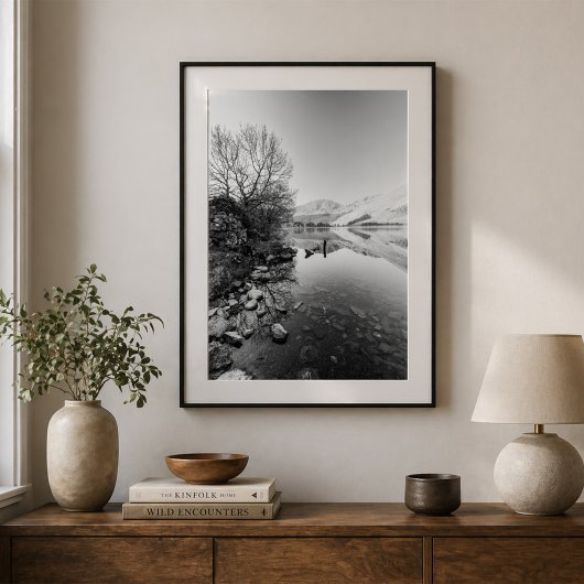 Lake Reflection Landscape with Mountains ポスター