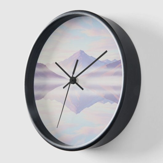 Lake Reflection Wall Clock – Serene Nature Design 壁時計 (傾斜)