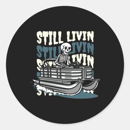 Lake Skeleton - Boating Pontoon Boat  ラウンドシール (正面)