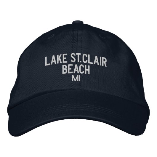 Lake St. Clair Beach Michigan Baseball Hat 刺繍入りキャップ (正面)