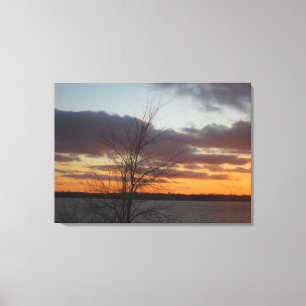 Lake Sunset Canvasダブルパネル – 33.70インチx 24インチ キャンバスプリント