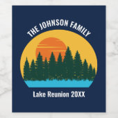 Lake Sunset Family Reunion Cute Custom Party ワインラベル (シングルラベル)