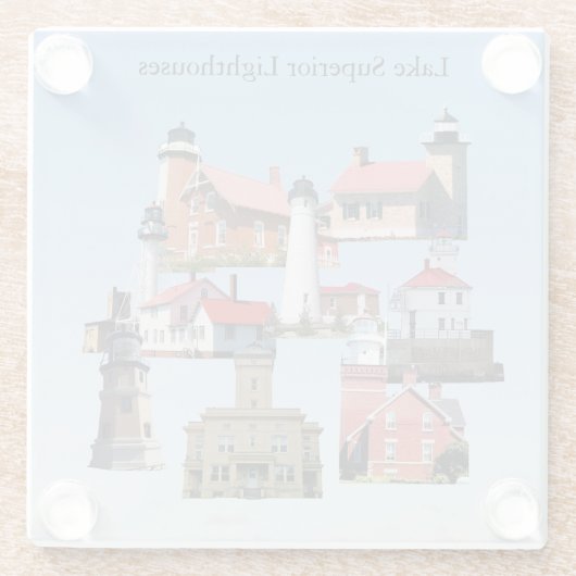 Lake Superior Lightはガラスのコースターを収容 ガラスコースター (裏面)