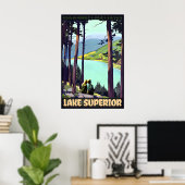 LAKE Superior Retro Roger Broders Travel Poster ポスター (ホームオフィス)