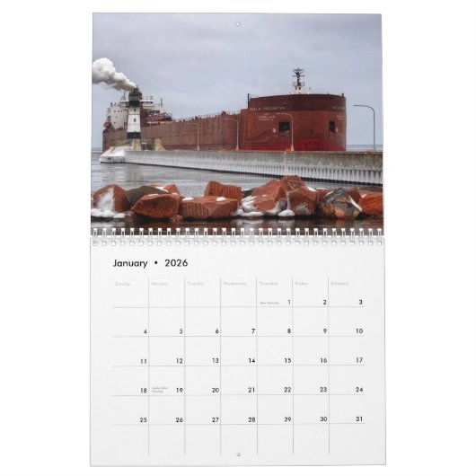 Lake Superior Ship Calendar カレンダー (1月 2026)