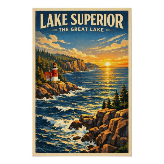  Lake Superior, USA, in a classic retro ポスター (正面)