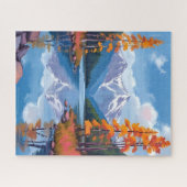 Lake Tahoe Autumn | Fall Foliage Mountain Painting ジグソーパズル (横)