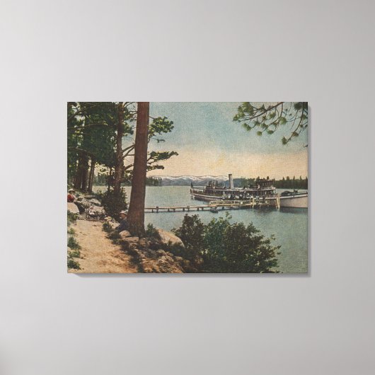 Lake Tahoe, CA - Emerald Bay View with Steamer キャンバスプリント (正面)