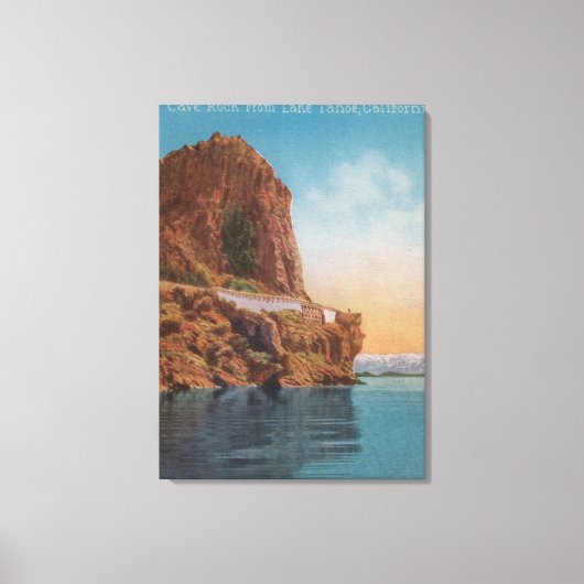 Lake Tahoe, CA - Lake ViewのCave Rock キャンバスプリント (正面)