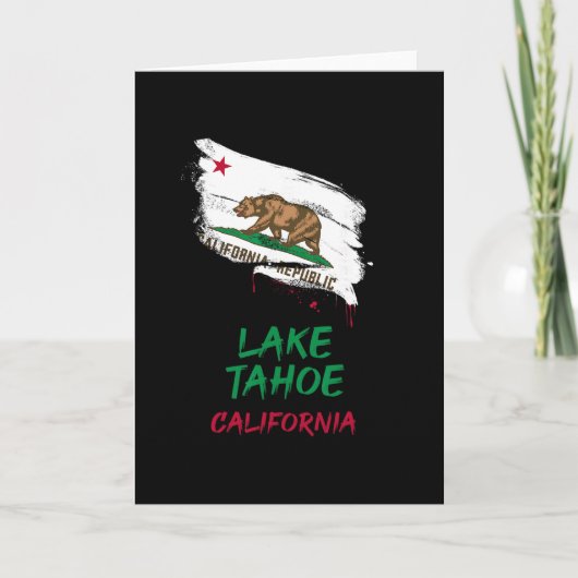 Lake Tahoe California Paint Splatter Flag Vacation カード (正面)