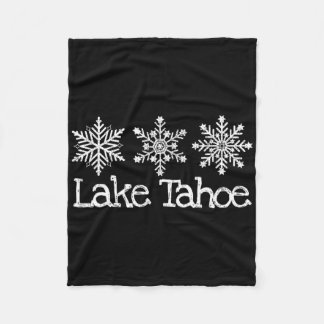 Lake Tahoe Mountain Ski Skier Skiing Rustic Snowfl フリースブランケット