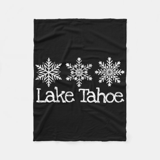 Lake Tahoe Mountain Ski Skier Skiing Rustic Snowfl フリースブランケット (正面)