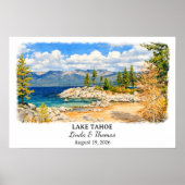 Lake Tahoe Nevada Poster, Watercolor, Custom ポスター (正面)