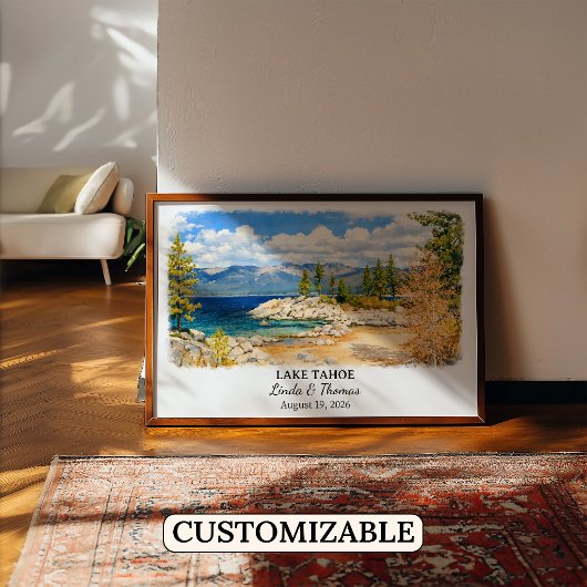 Lake Tahoe Nevada Poster, Watercolor, Custom ポスター