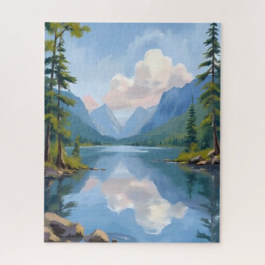 Lake Tahoe | Oil Painting Landscape ジグソーパズル (縦)