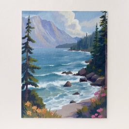 Lake Tahoe Tide Watercolor Travel Painting  ジグソーパズル