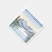 Lake Tahoe | Watercolor Mountain Landscape スタンダードカクテルナプキン (角)